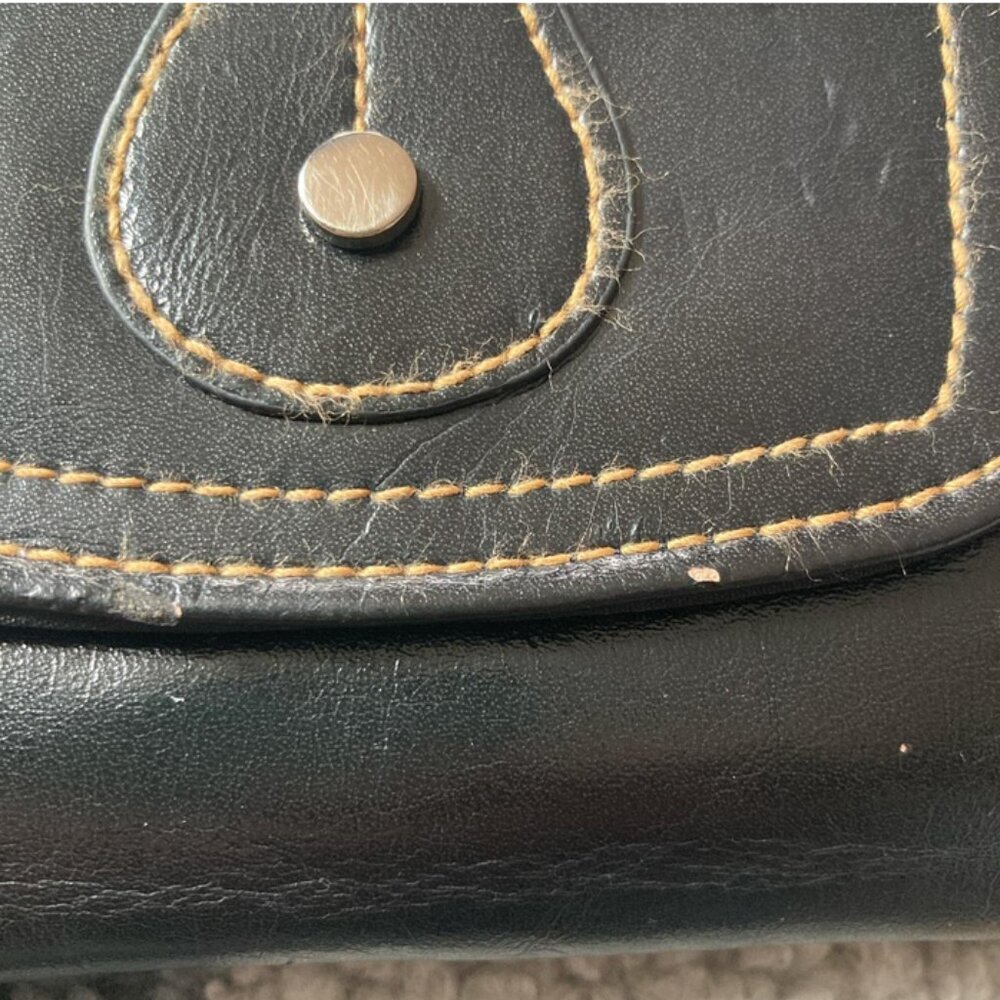 Black faux leather with light brown stitching wallet with loads of storage GUC - Picture 6 of 7